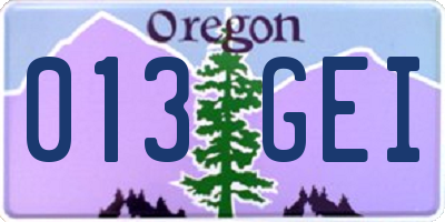 OR license plate 013GEI