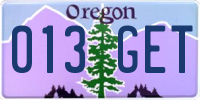 OR license plate 013GET