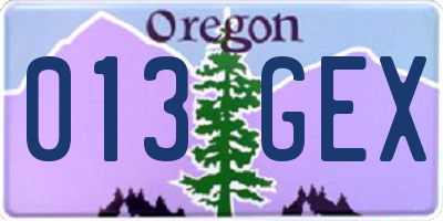 OR license plate 013GEX