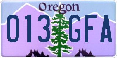 OR license plate 013GFA
