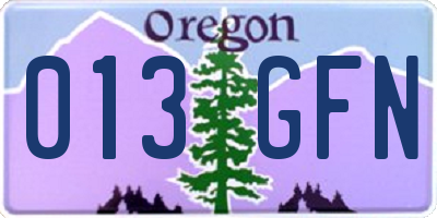 OR license plate 013GFN