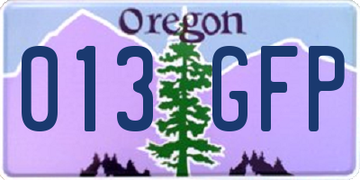 OR license plate 013GFP