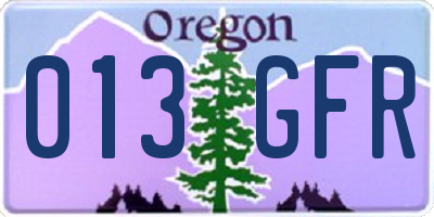 OR license plate 013GFR