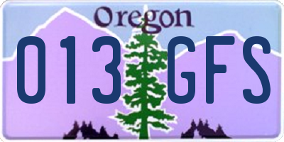 OR license plate 013GFS