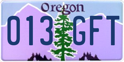 OR license plate 013GFT