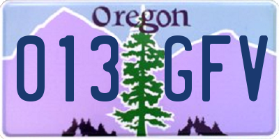 OR license plate 013GFV