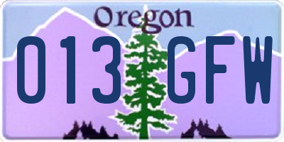 OR license plate 013GFW