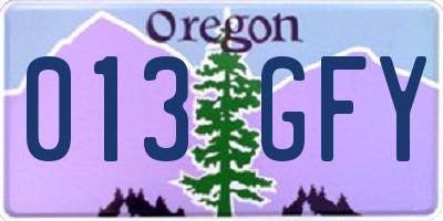 OR license plate 013GFY