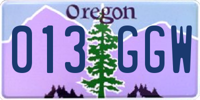 OR license plate 013GGW