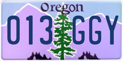 OR license plate 013GGY