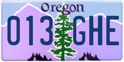 OR license plate 013GHE