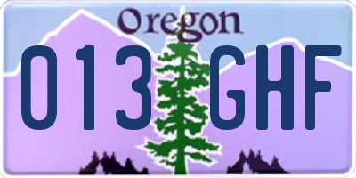 OR license plate 013GHF