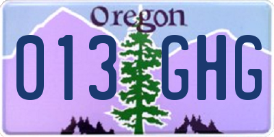 OR license plate 013GHG