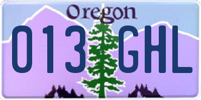 OR license plate 013GHL