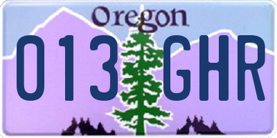 OR license plate 013GHR