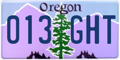 OR license plate 013GHT