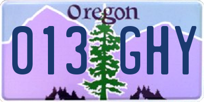 OR license plate 013GHY