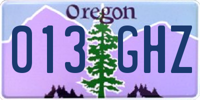 OR license plate 013GHZ