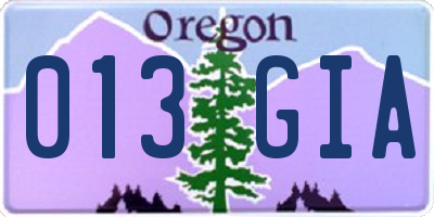 OR license plate 013GIA