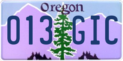 OR license plate 013GIC