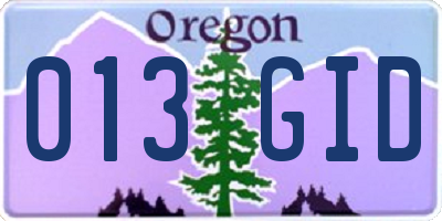 OR license plate 013GID