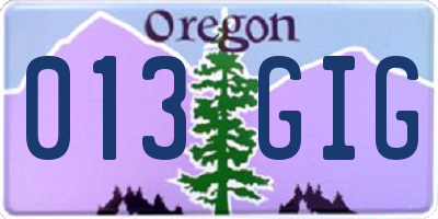 OR license plate 013GIG