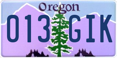 OR license plate 013GIK
