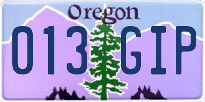 OR license plate 013GIP