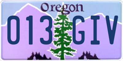 OR license plate 013GIV
