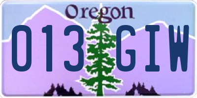 OR license plate 013GIW