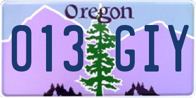 OR license plate 013GIY