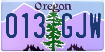 OR license plate 013GJW