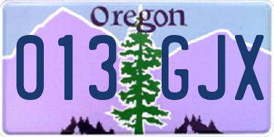 OR license plate 013GJX