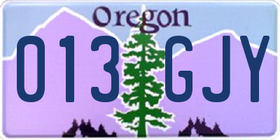 OR license plate 013GJY