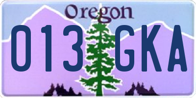 OR license plate 013GKA