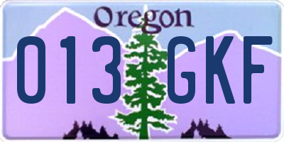 OR license plate 013GKF