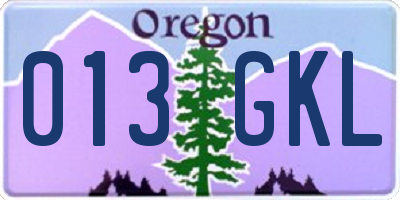 OR license plate 013GKL