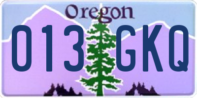 OR license plate 013GKQ