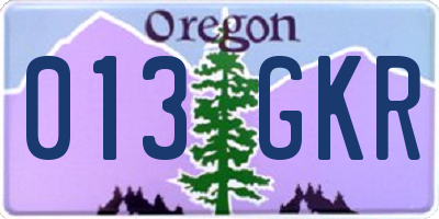 OR license plate 013GKR