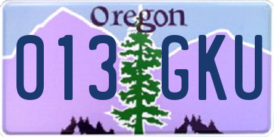 OR license plate 013GKU