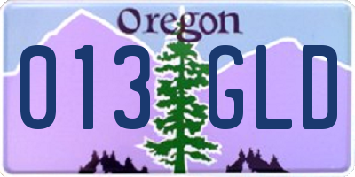 OR license plate 013GLD