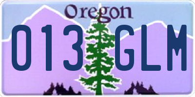 OR license plate 013GLM