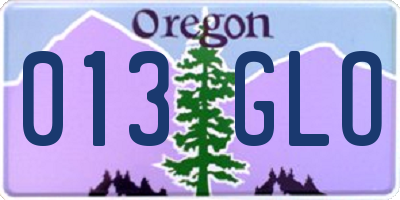 OR license plate 013GLO