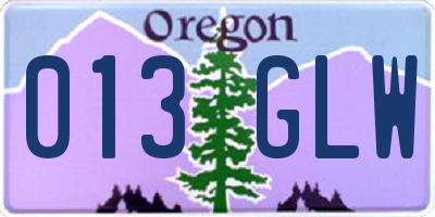 OR license plate 013GLW