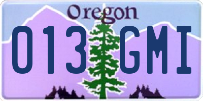 OR license plate 013GMI