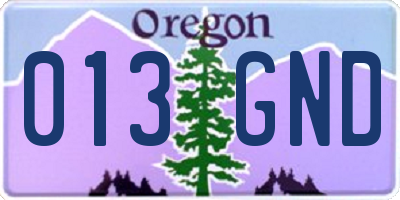 OR license plate 013GND