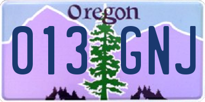 OR license plate 013GNJ