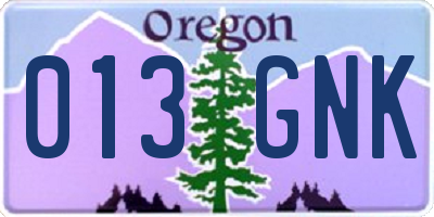 OR license plate 013GNK