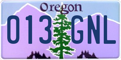 OR license plate 013GNL