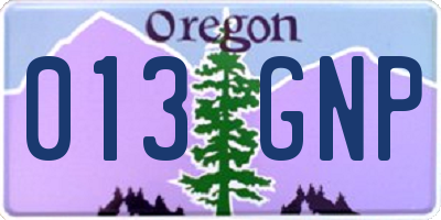 OR license plate 013GNP